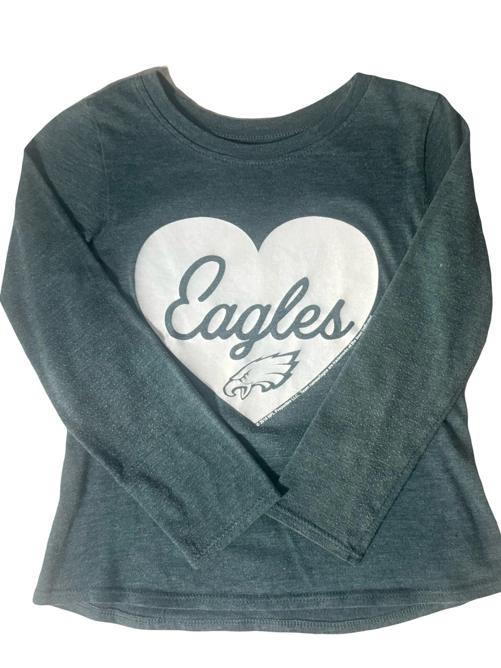 NFL Girls' Dark Green Eagles Heart Long-Sleeve Tee